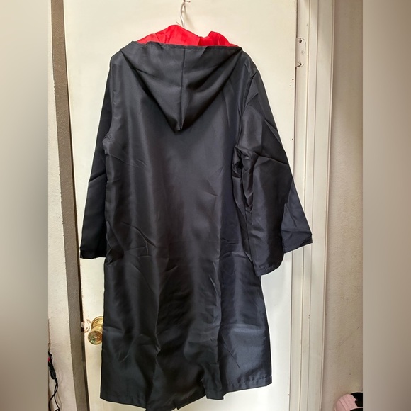 🆕 Black Wizard Robe with Hood and Red Lining. Includes scarf and wand XXL - Picture 3 of 7
